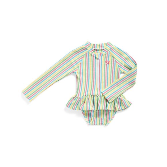 LITTLE ME Multi Toddler Girls Striped One-piece Rashguard Swimsuit